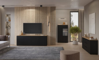 Zestaw Mebli Do Salonu MODO 24W5OJ 25 26 44 - Czarny / Dąb Mauvella