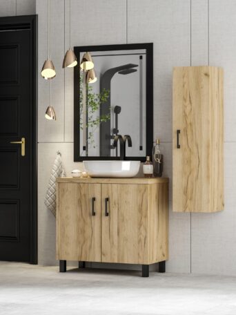 Szafka Łazienkowa z Umywalką Roco 80 cm - Dąb Craft Złoty