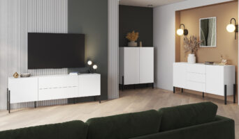 Zestaw Mebli Do Salonu Jukon 2497ND 25 + 42 + 43 - Biały Super Mat