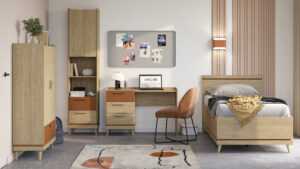 Zestaw mebli młodzieżowych Scandi - 24D5OH 03 34 38 88 - Dąb Olejowany / Ceglany