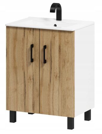Szafka Łazienkowa Pod Umywalkę Viki 50 cm - Dąb Craft Złoty/Biały